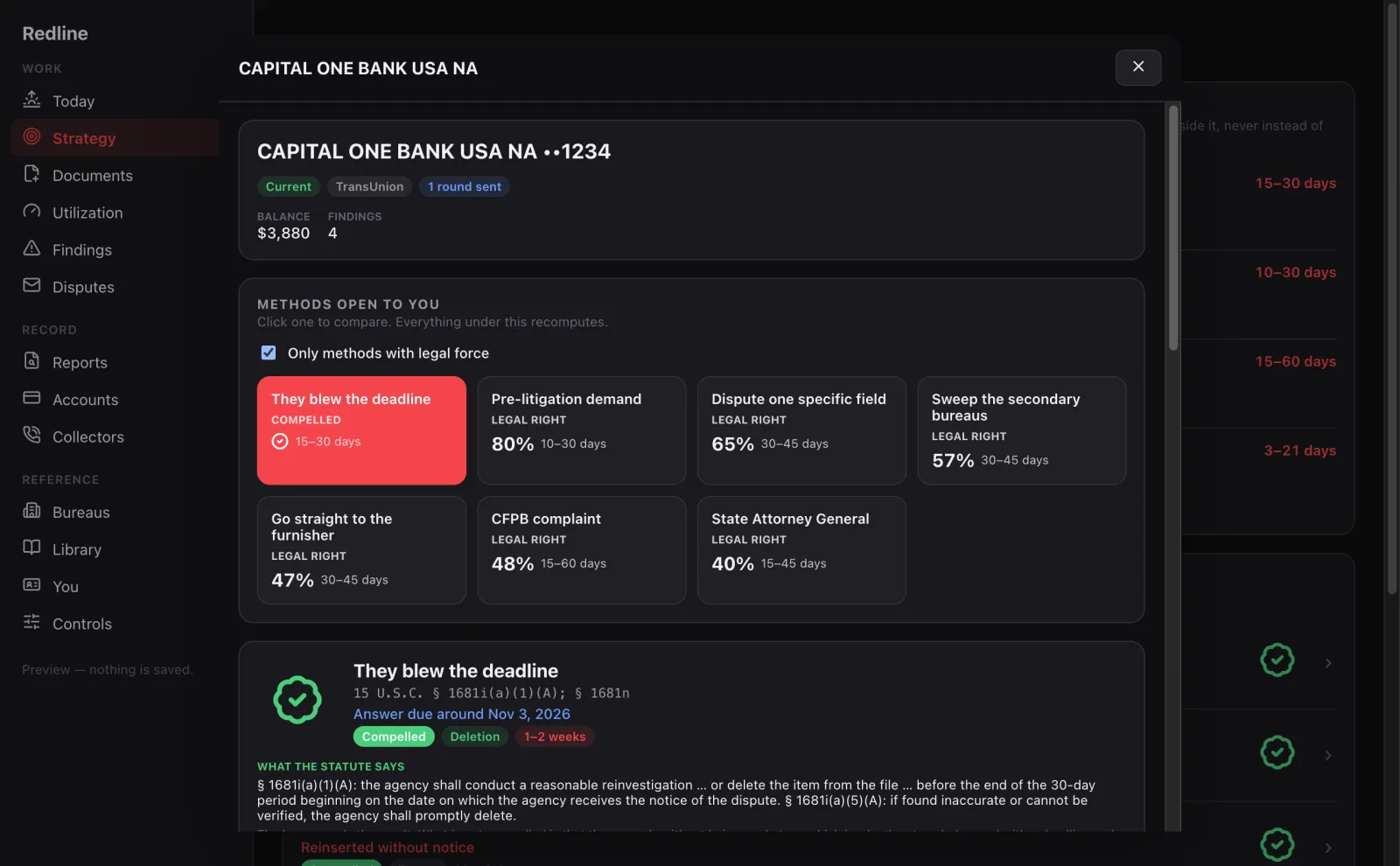 One account's plan with odds and exact steps